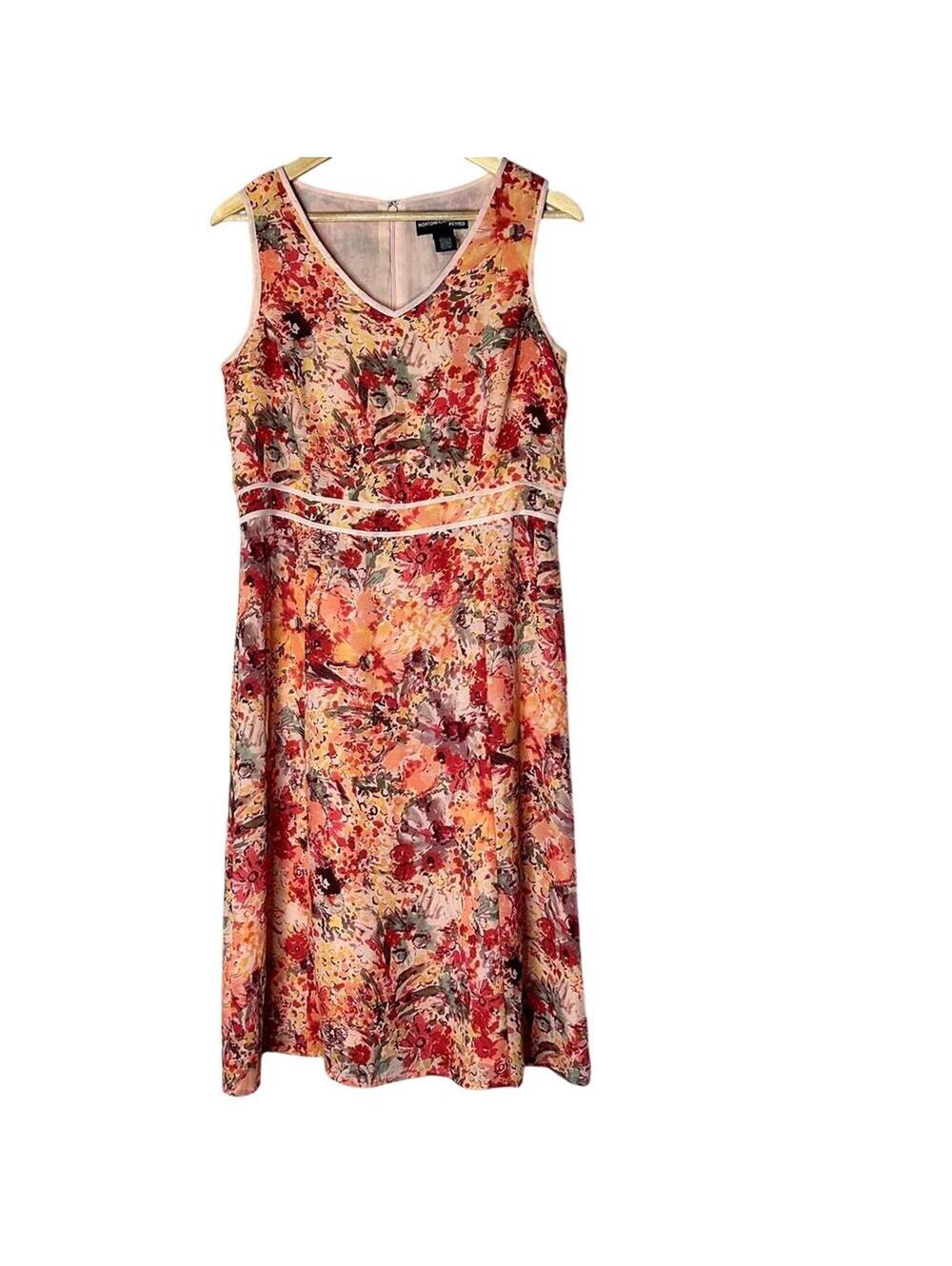 VTG Y2K Norton McNaughton Pink Peach Floral Spring Summer Dress 12P Sleeveless